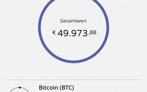 Hauptmenue der Bison App für Kryptohandel