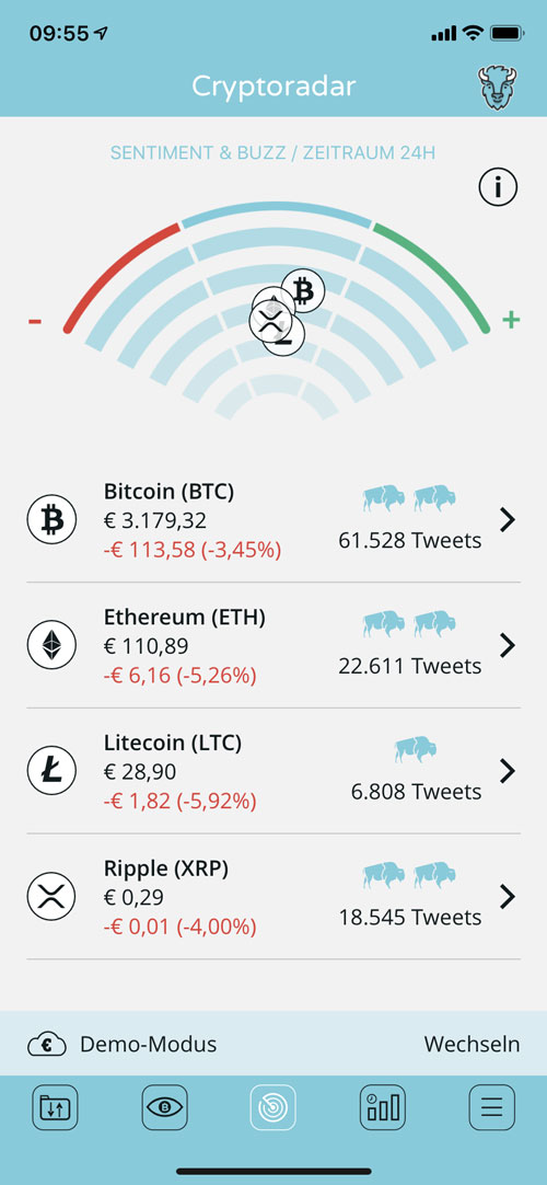 Kryptoradar der Bison App